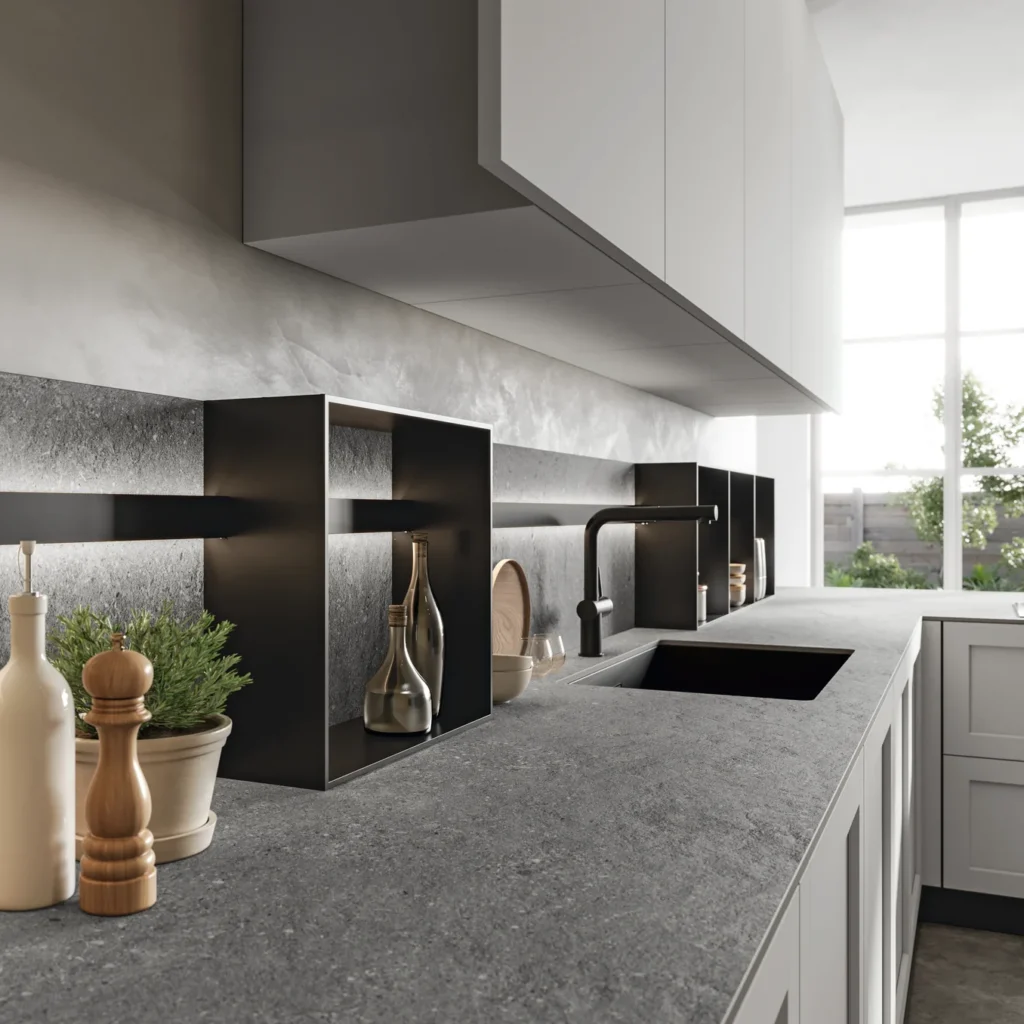 top grigia per cucina bianca 