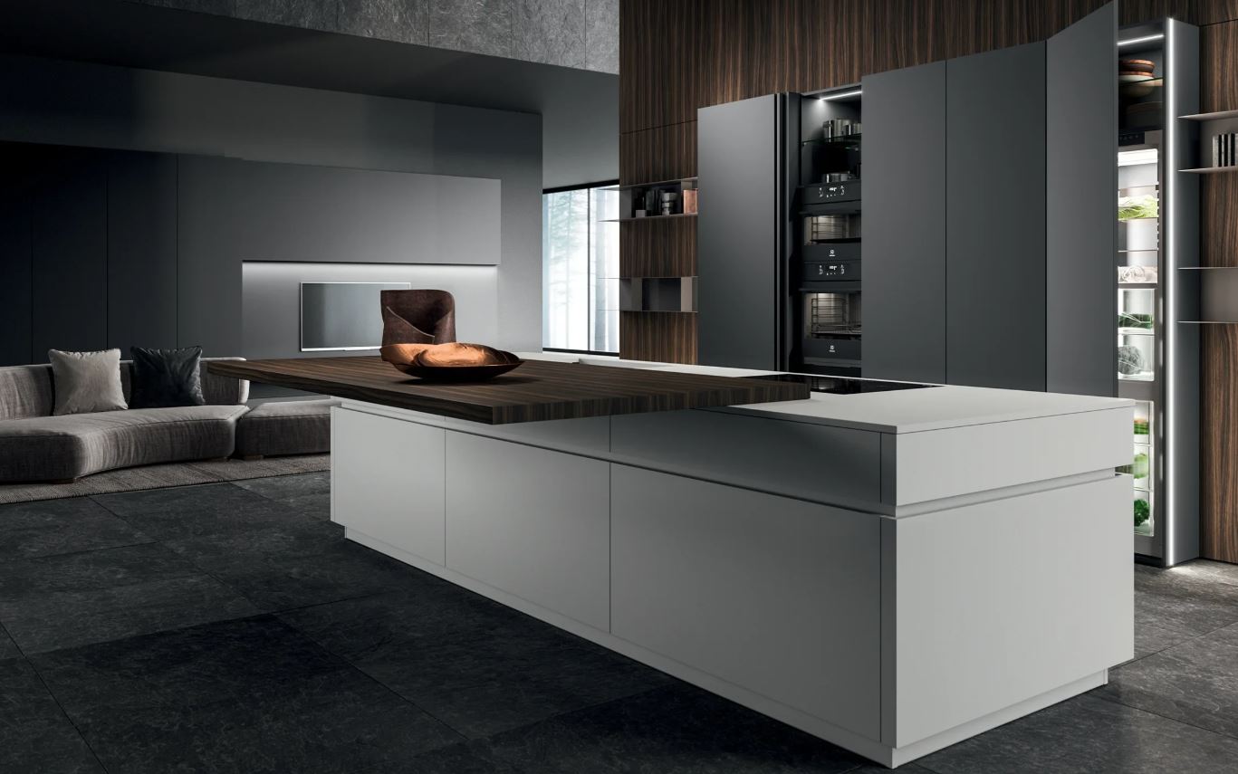 cucina moderna con salotto