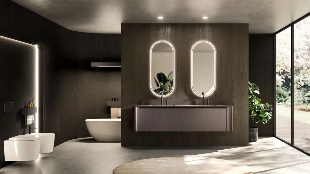 bagno con controsoffitto e faretti led