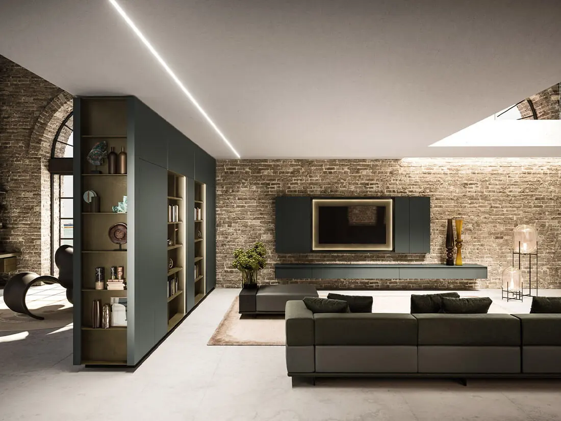 casa moderna con faretti controsoffitto a striscia led